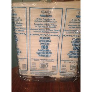 Dart 85HT3R Med Perforated 3 Comp Foam Hinged Container, 8.5 in (Case of 200)